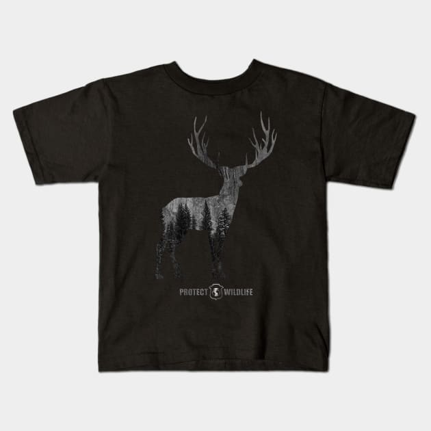 Protect Wildlife - Nature - Deer Silhouette Kids T-Shirt by JTYDesigns